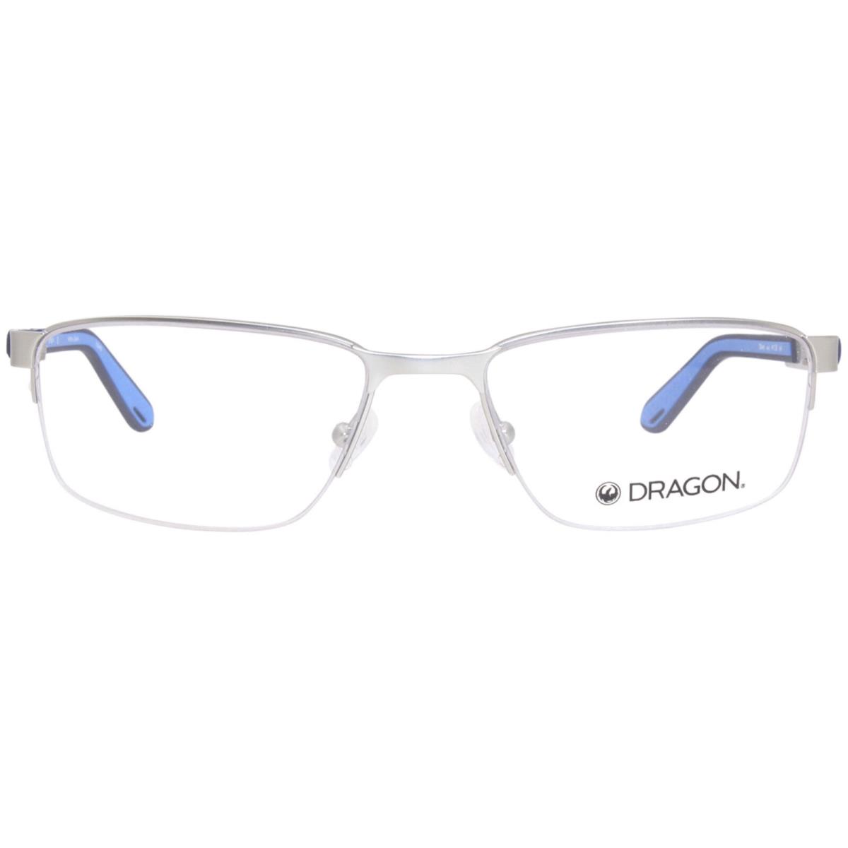 Dragon DR5011 041 Eyeglasses Frame Men`s Matte Silver/blue Semi Rim 55mm
