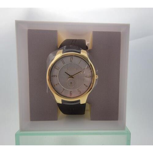 Men`s Skagen 433XLGLD Gold Tone SS Silver Dial Brown Leather Quartz Watch