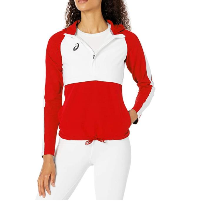 Asics Women`s Team Woven Track Top Red/white Size 2XL/TTG