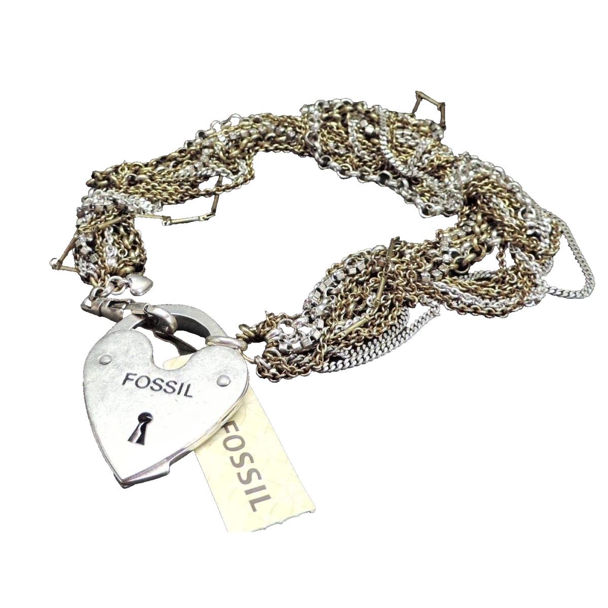 Fossil Luv Story Multi Chain Heart Necklace Multi Tone JA4726998