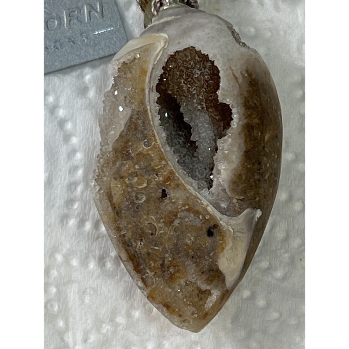 Starborn Natural Drusy Fossilized Shell Pendant Fossil Gemstone Nature 925 SS