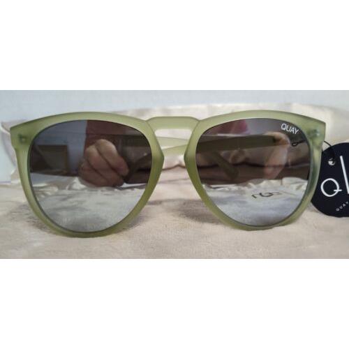 Quay Phd Olive Frames/silver Lenses Round Sunglasses Rubberized Frame Rare