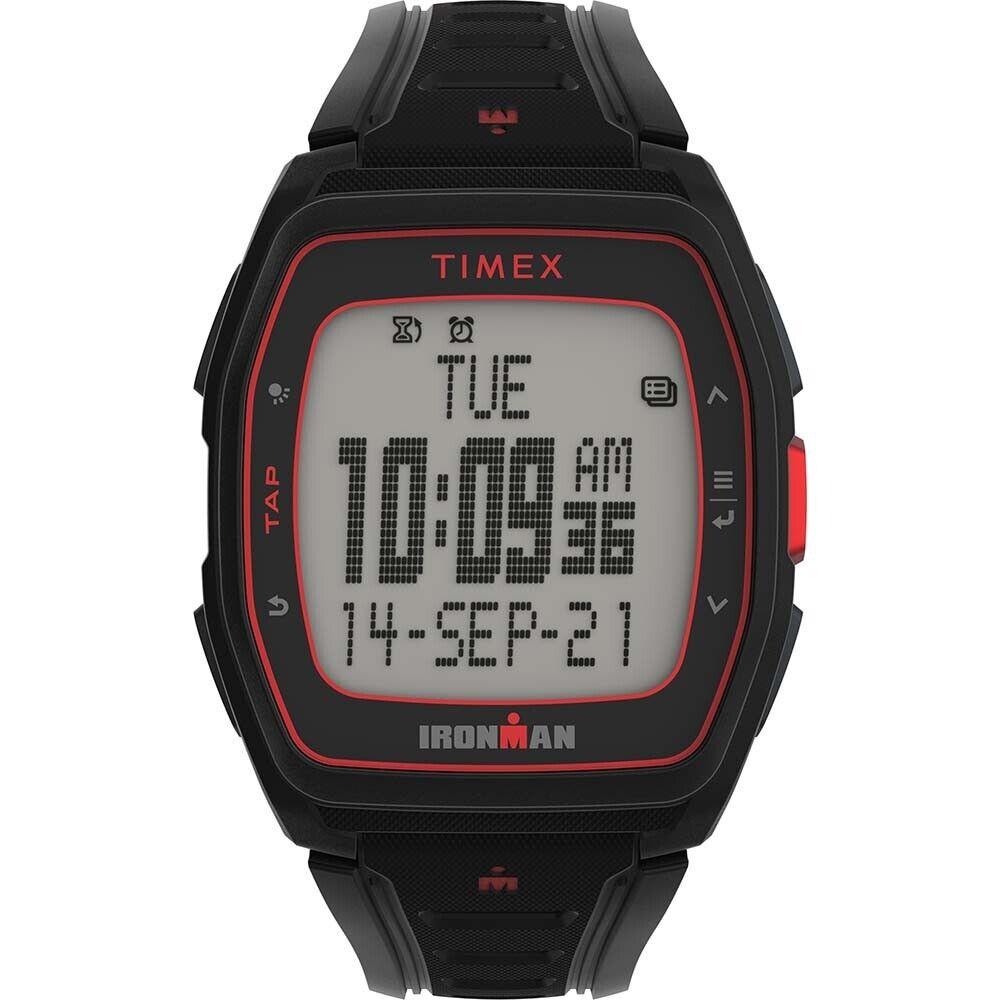 Timex Ironman T300 Watch Black Red Silicone Strap Mens Fitness Wristwatch Run