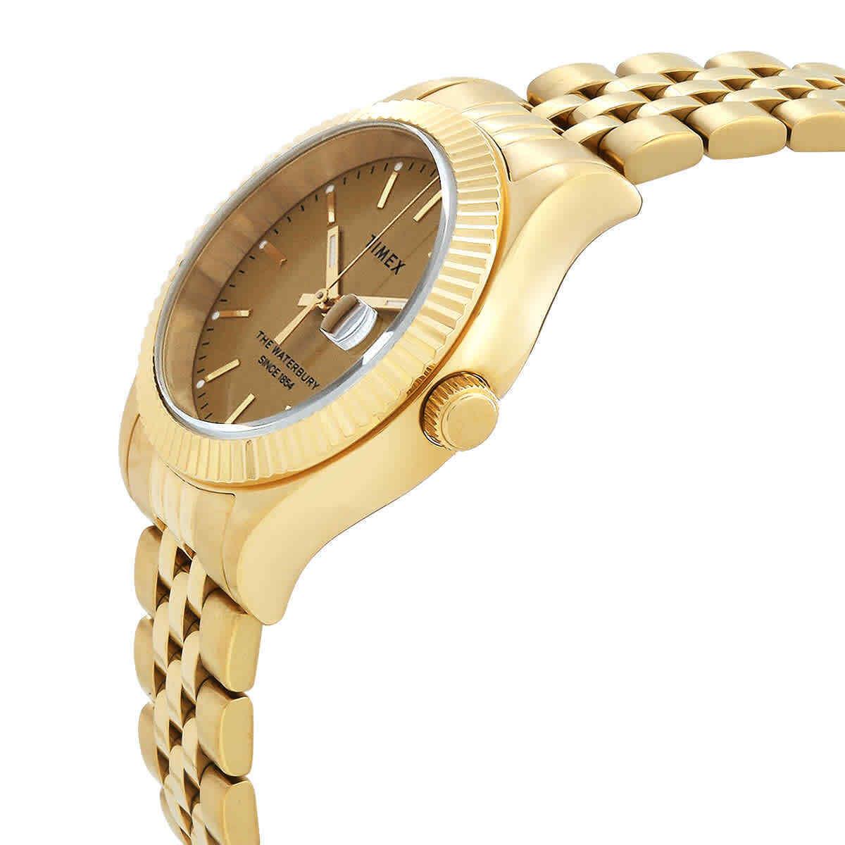 Timex The Waterbury Quartz Gold Dial Ladies Watch TW2V31800