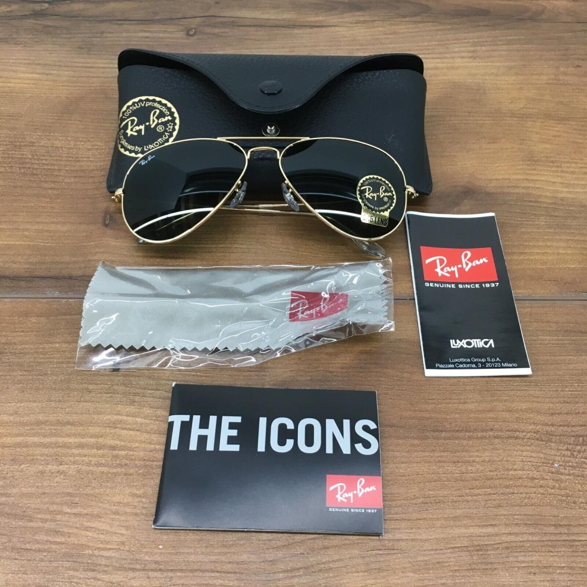 Ray-ban Aviator Classic Gold RB3025 001/58 58-14 58mm Green G15 Lenses