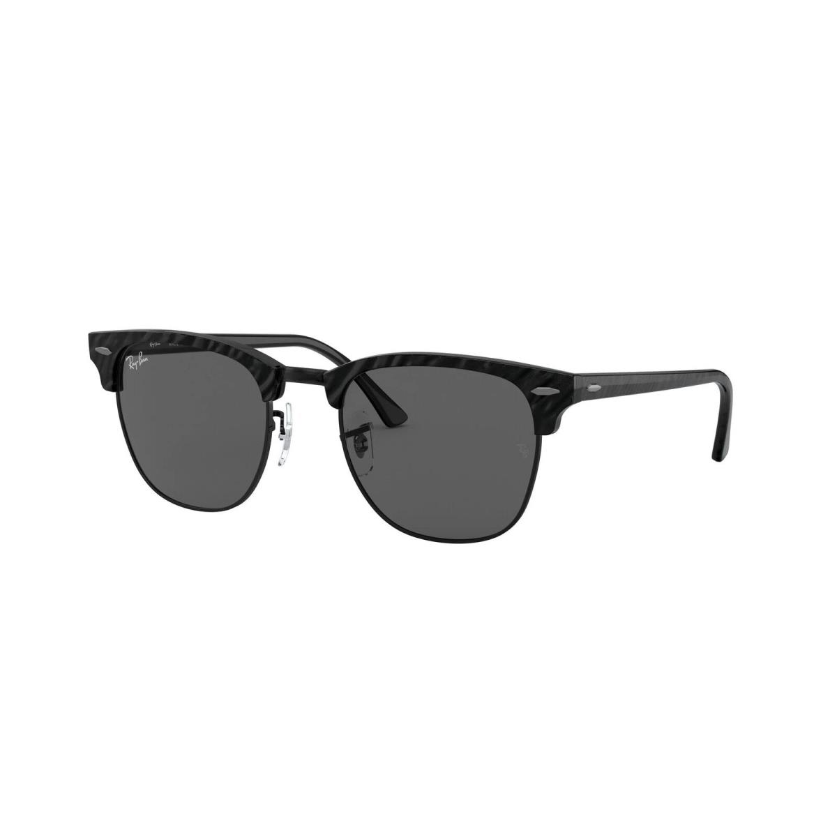 Ray-ban RB3016 Clubmaster Square Sunglasses Wrinkled Black Dark Grey 49 mm - Wrinkled Black on Black/Dark Grey
