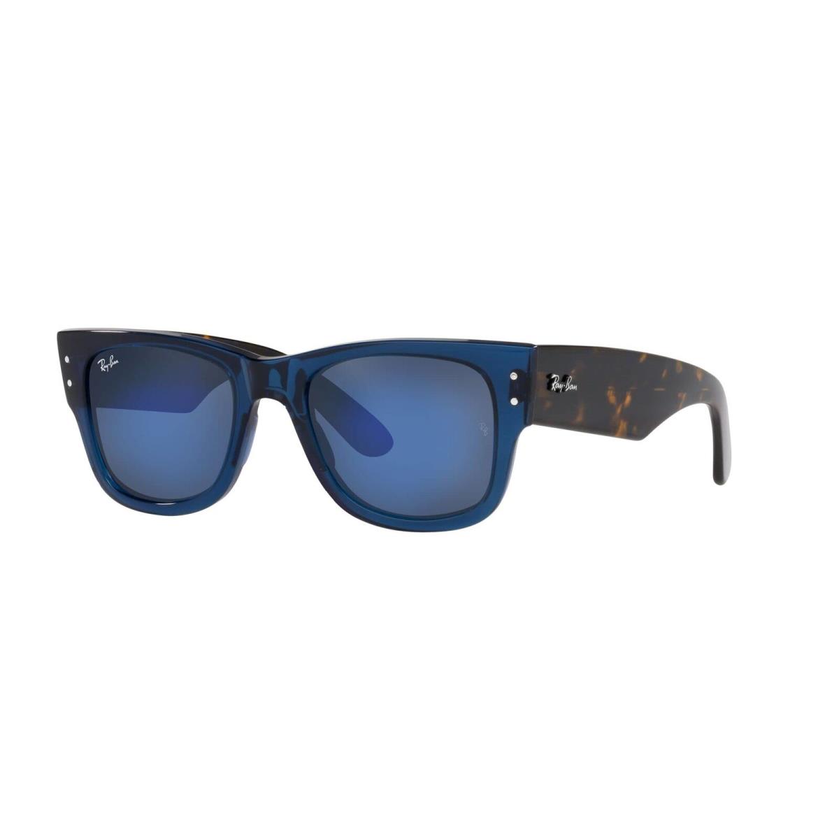Ray-ban RB0840S Mega Wayfarer Sunglasses Transparent Dark Blue Mirrored 51 mm - Transparent Dark Blue/Grey Mirrored Blue