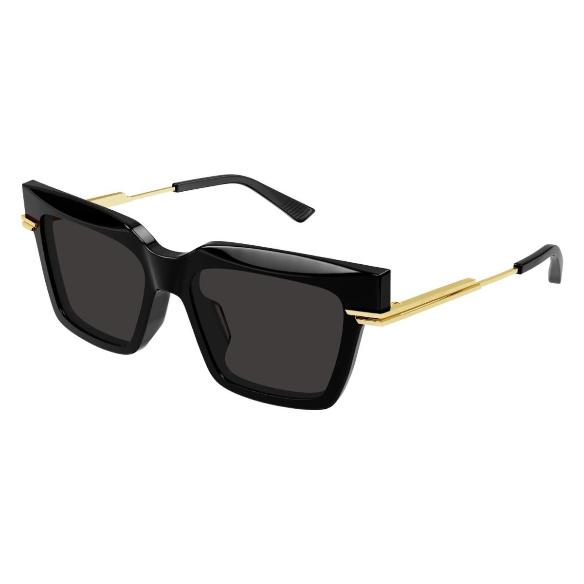 Bottega Veneta BV1242S Shiny Black and Gold/grey 001 Sunglasses