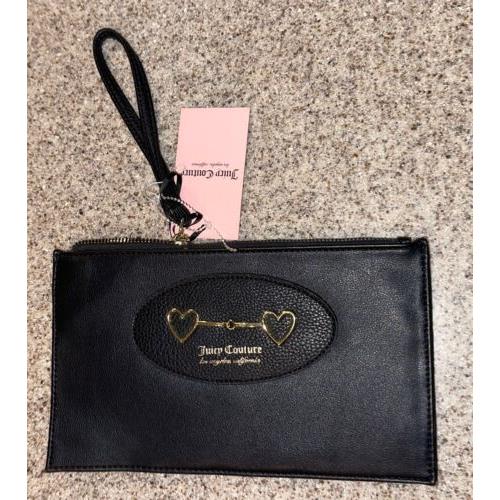 Juicy Couture Large Black Heart To Heart Wristlet