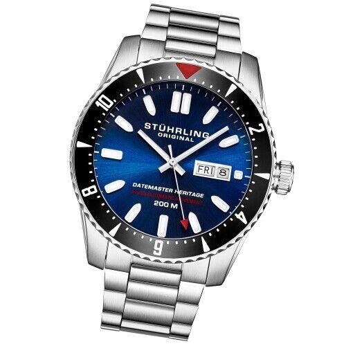 Stuhrling 1004 02 Automatic Day Date Stainless Steel Mens Watch