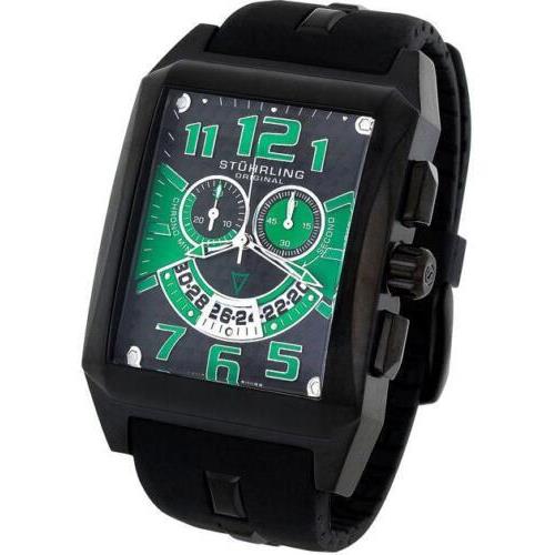 Stuhrling 255A 335771 Mad Man C2 Chronograph Date Black/green Mens Watch