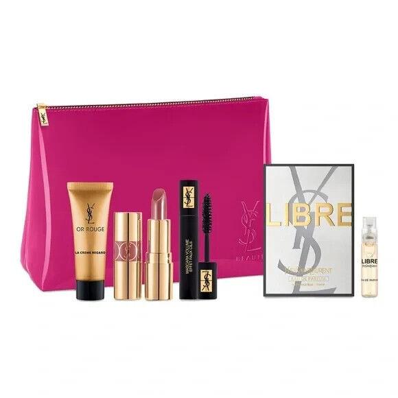 Yves Saint Laurent Women`s Pink Gold Luxury Five Piece Beauty Gift Set