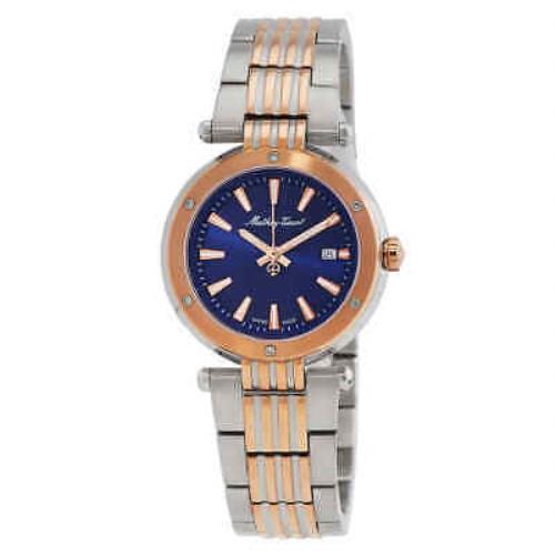 Mathey-tissot Neptune Quartz Blue Dial Ladies Watch D912RBU - Dial: Blue, Band: Two-tone (Silver-tone and Rose Gold-tone), Bezel: Silver-tone