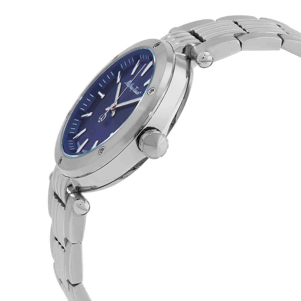 Mathey-tissot Neptune Quartz Blue Dial Men`s Watch H912ABU - Dial: Blue, Band: Silver-tone, Bezel: Silver-tone