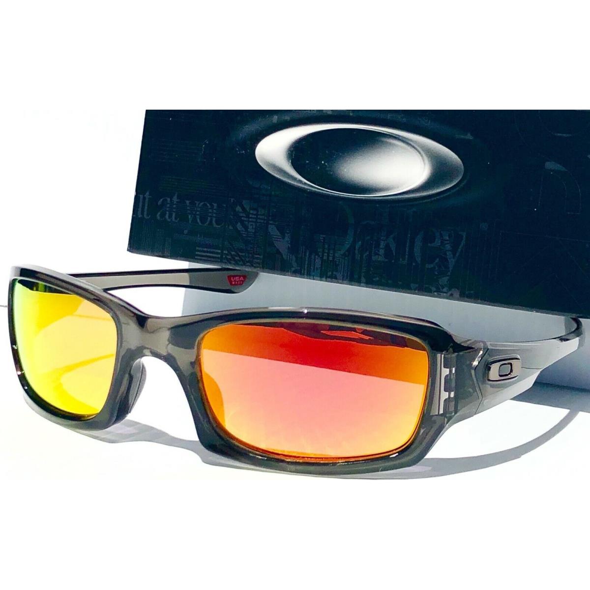 Oakley Fives Squared Grey Smoke w Polarized Galaxy Ruby Lens Sunglass 9238