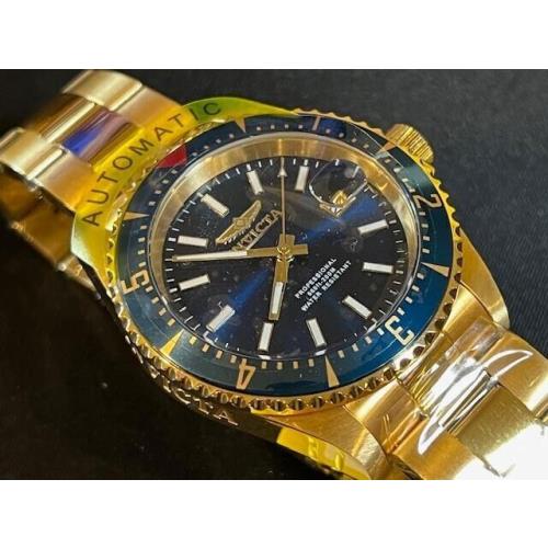 Invicta Pro Diver Gold 36790 Automatic 44Mm Blue Dial Date Men`s Watch