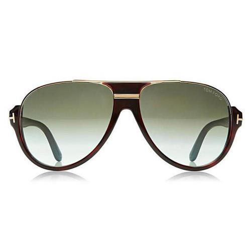 Tom Ford FT0334 Dimitry Sunglasses Aviator 59mm - Frame: Shiny Dark Havana / Shiny Rose Gold / Gradient Green, Lens: Gradient Green
