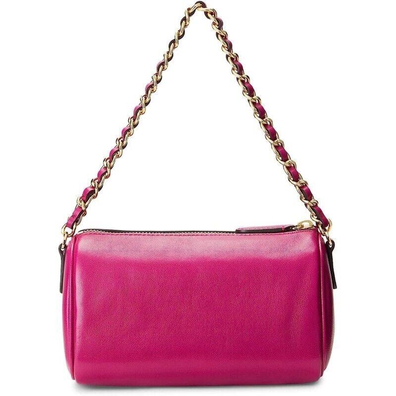 Ralph Lauren Emelia Mini Nappa Leather Crossbody Bag Luggage Fuschia Berry Pink