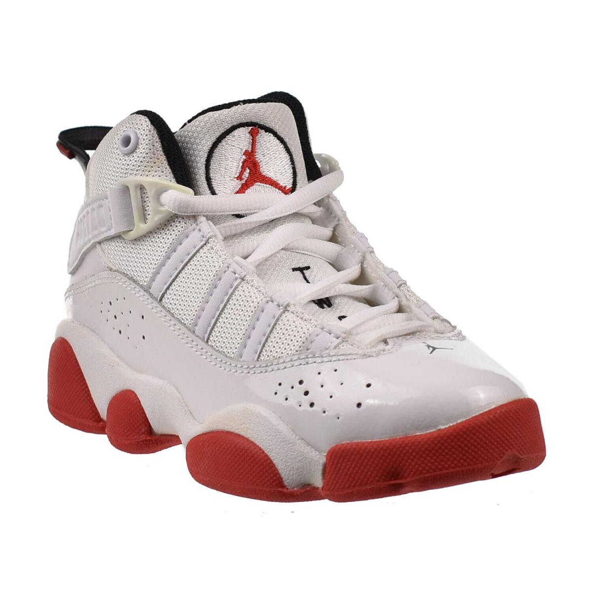 Jordan 6 Rings PS Little Kid`s Shoes White-university Red-black 323432-160 - White-University Red-Black