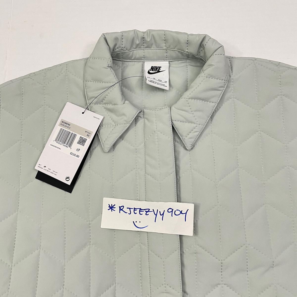 Womens Size XS Nike Sportswear Quilted Woven Jacket DD5120-013 Gray