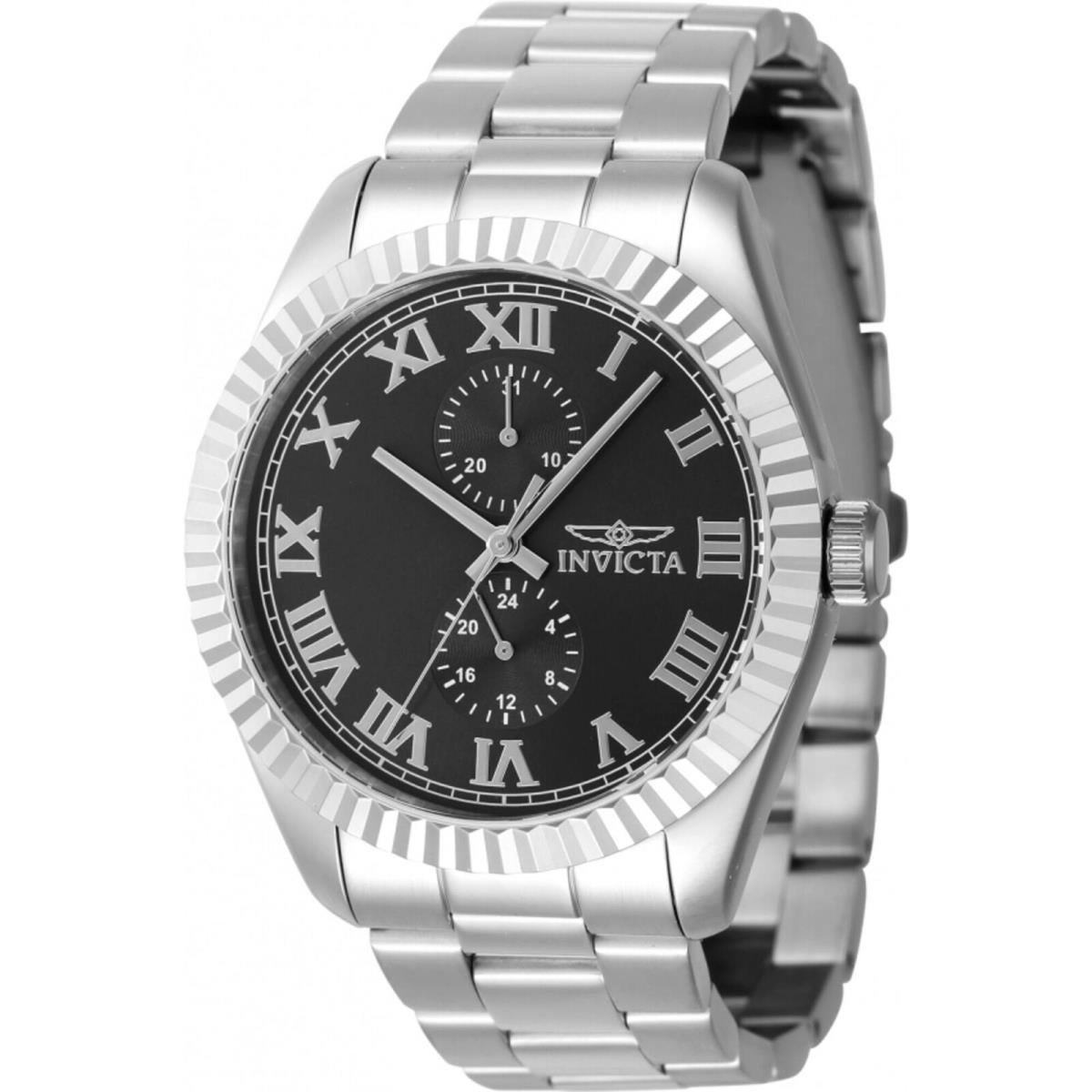 Invicta Men`s Watch Specialty Quartz Black Dial Silver Tone Steel Bracelet 47420