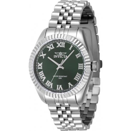 Invicta Specialty Quartz Green Dial Ladies Watch 47410 - Dial: Green, Band: Silver-tone, Bezel: Silver-tone