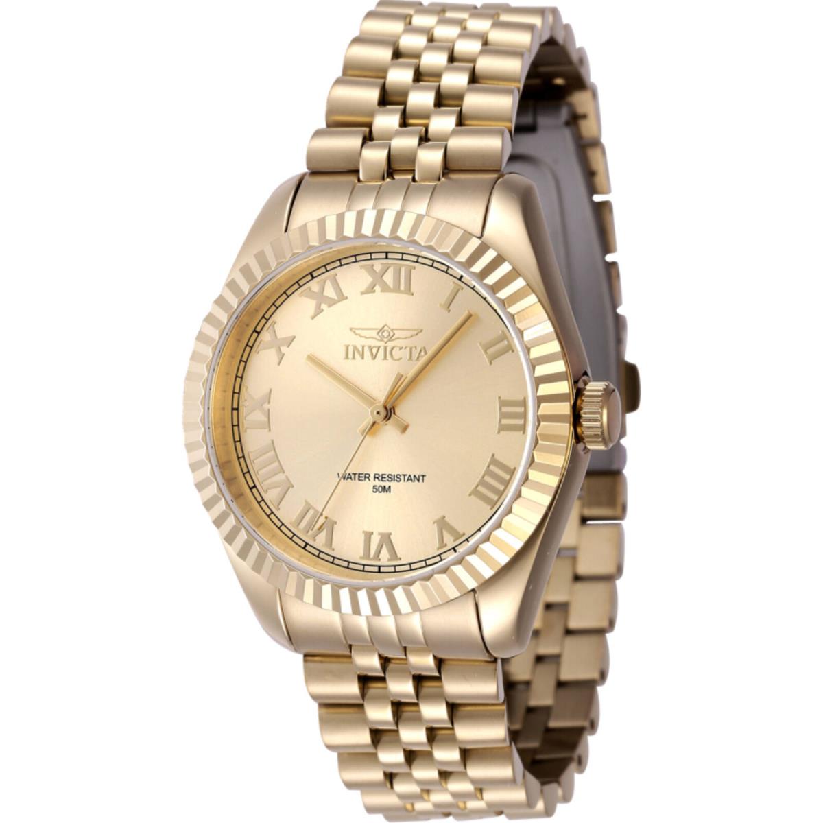 Invicta Women`s Watch Specialty Gold Dial Stainless Steel Bracelet Quartz 47418 - Dial: Gold, Band: Yellow