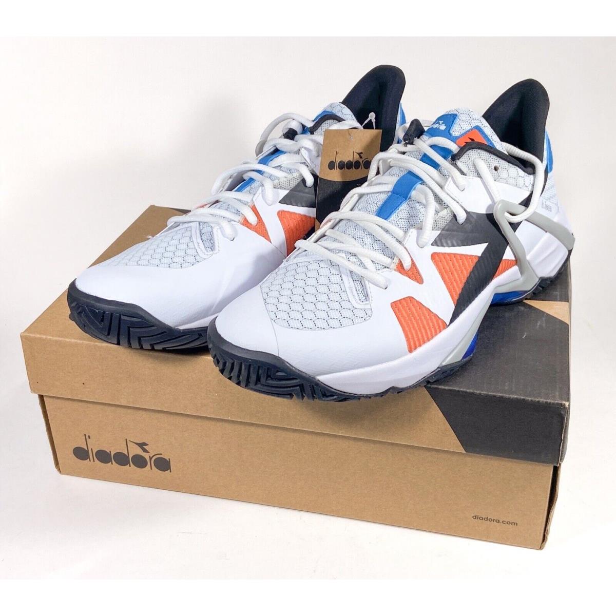 Diadora Men s B.icon AG Tennis Shoes White Blue Orange US M 9.5