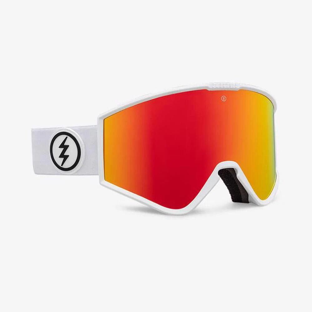 Electric Visual Kleveland.s Matte White Snowboarding Goggles Red Chrome