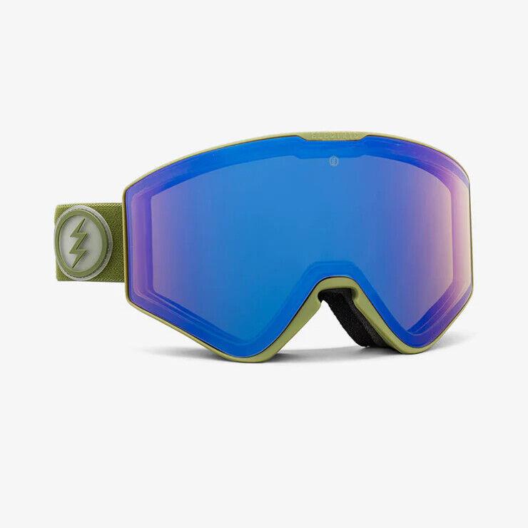 Electric Visual Kleveland II Army Drab + BL Yellow Lens Goggles Blue Chrome