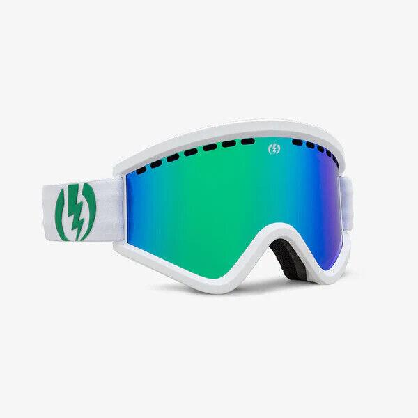 Electric Visual Egv Matte White Snowboarding Goggles Green Chrome EG1321101