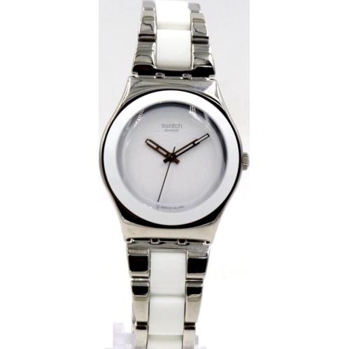 Swiss Swatch Irony Tresor Blanc White Ceramic Women Watch 33mm YLS141GC