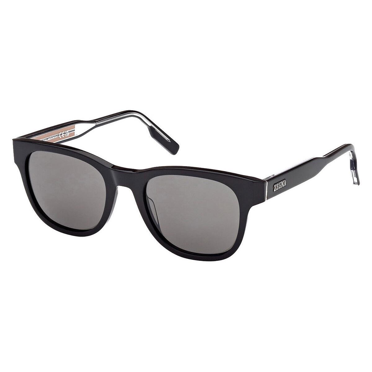 Ermenegildo Zegna EZ0222 Sunglasses Shiny Black/road 232 Core Insertion / Smoke