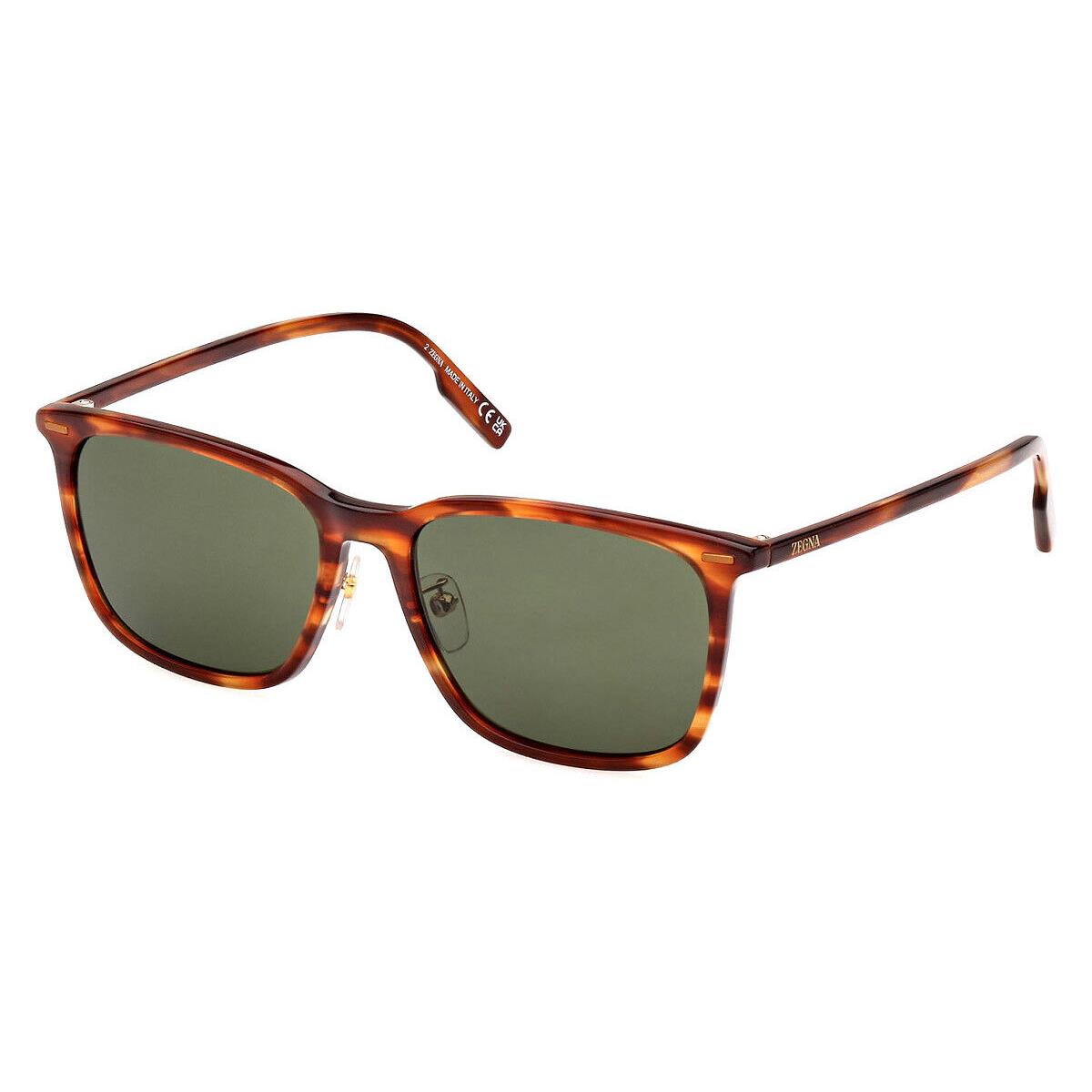 Ermenegildo Zegna EZ0223-D Sunglasses Shiny Blonde Havana/vicuna / Green