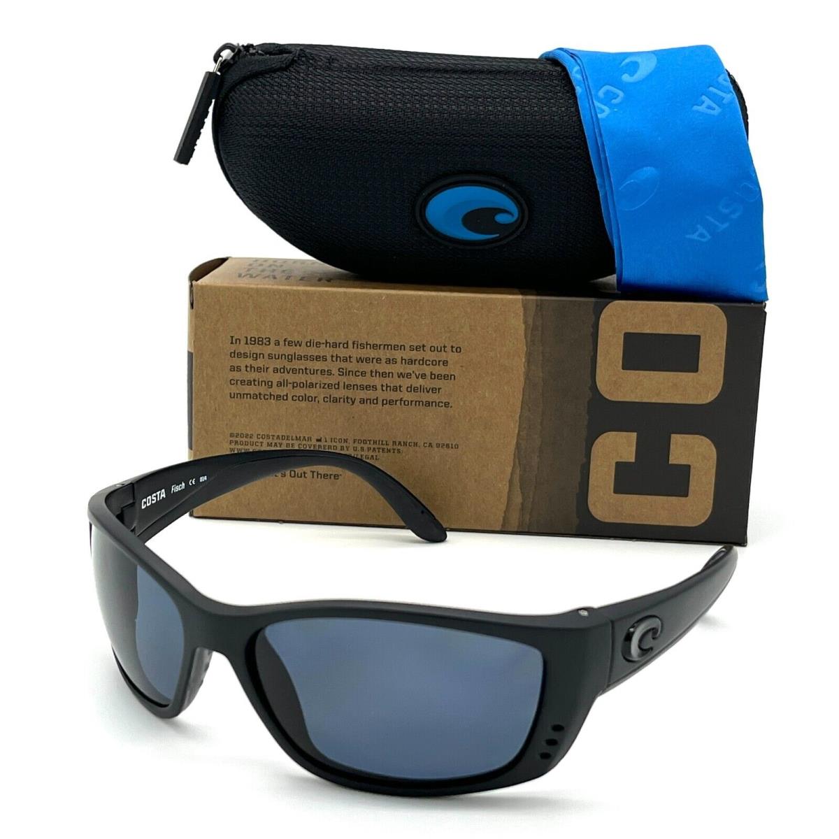 Costa Del Mar Fisch Blackout / Gray 580P 64mm Polarized Sunglasses