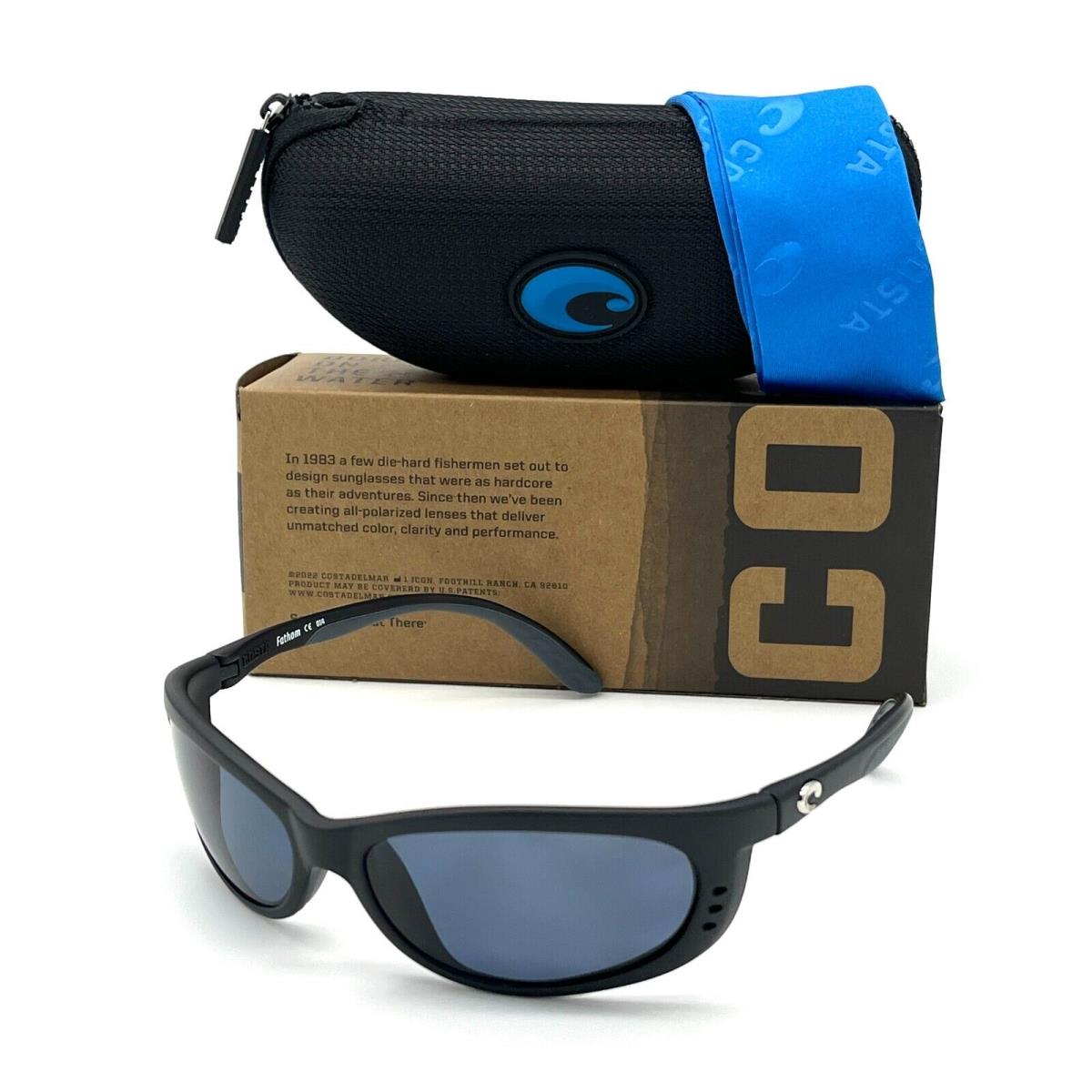 Costa Del Mar Fathom Matte Black / Gray 580P Polarized Sunglasses - Frame: Matte Black, Lens: Gray