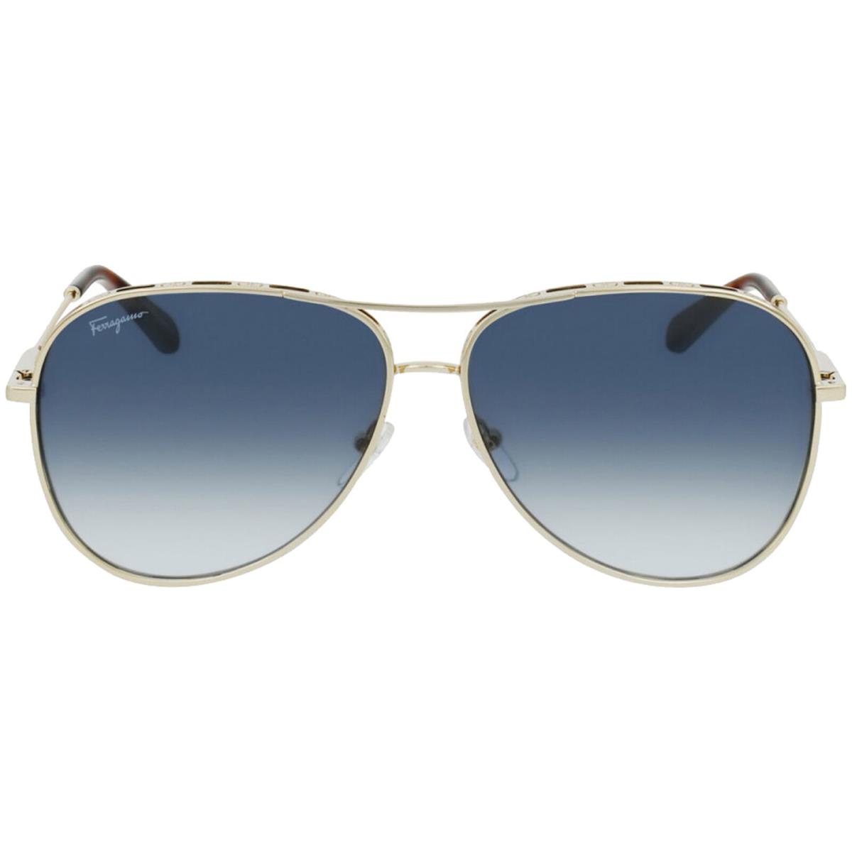 Salvatore Ferragamo Women`s Gold-tone Aviator Sunglasses SF268S 792 - Italy - Frame: Gold-Tone/Tortoise, Lens: Blue