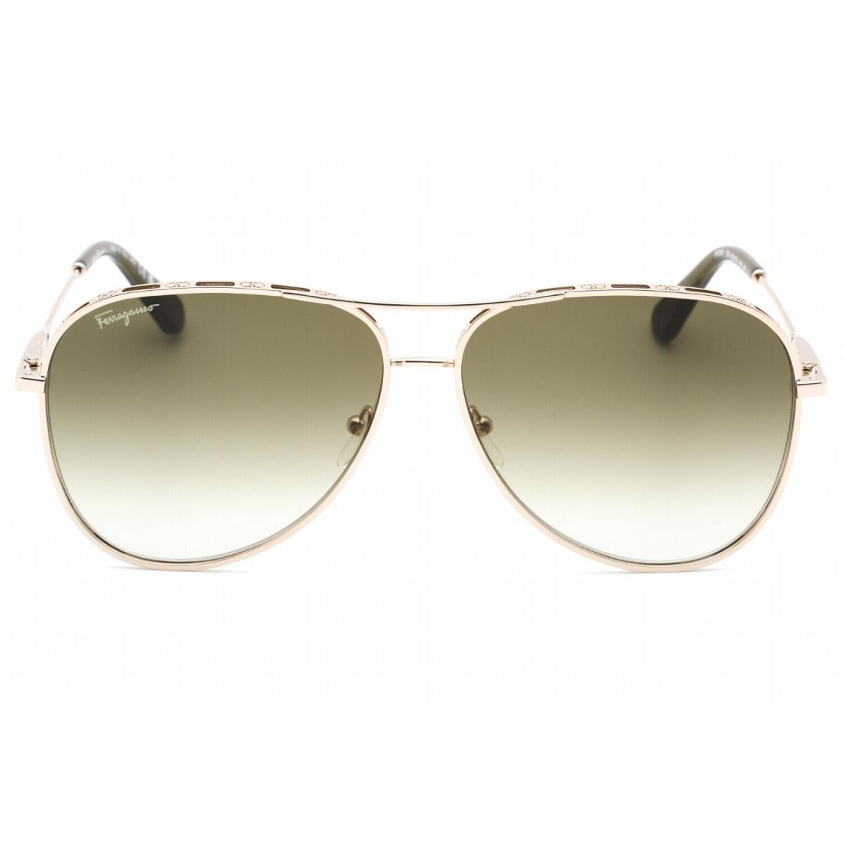 Salvatore Ferragamo SF268S 709 Sunglasses Gold Green Frame Green Gradient