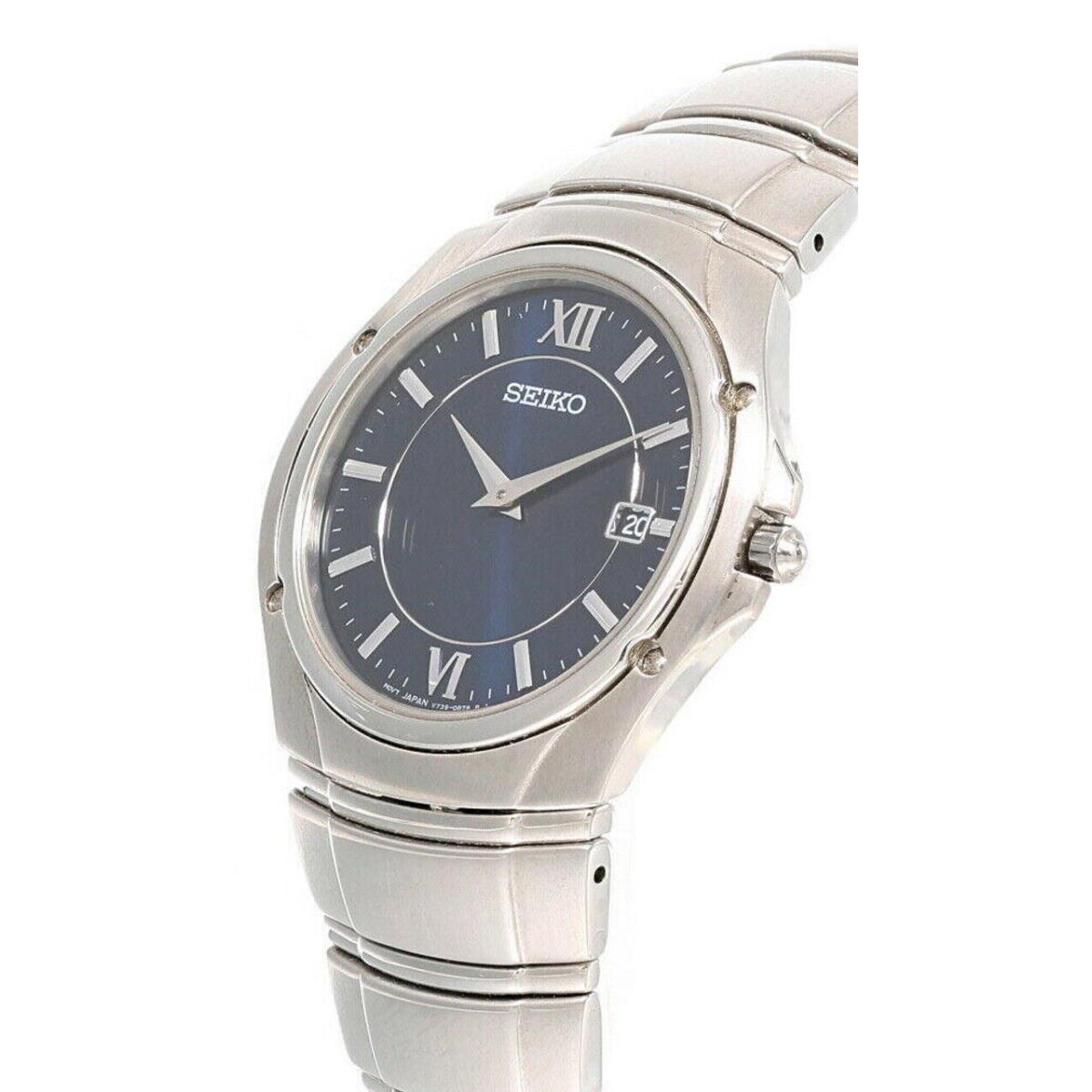 Seiko Blue Dial 37MM Stainless Steel Men`s Watch SLK093