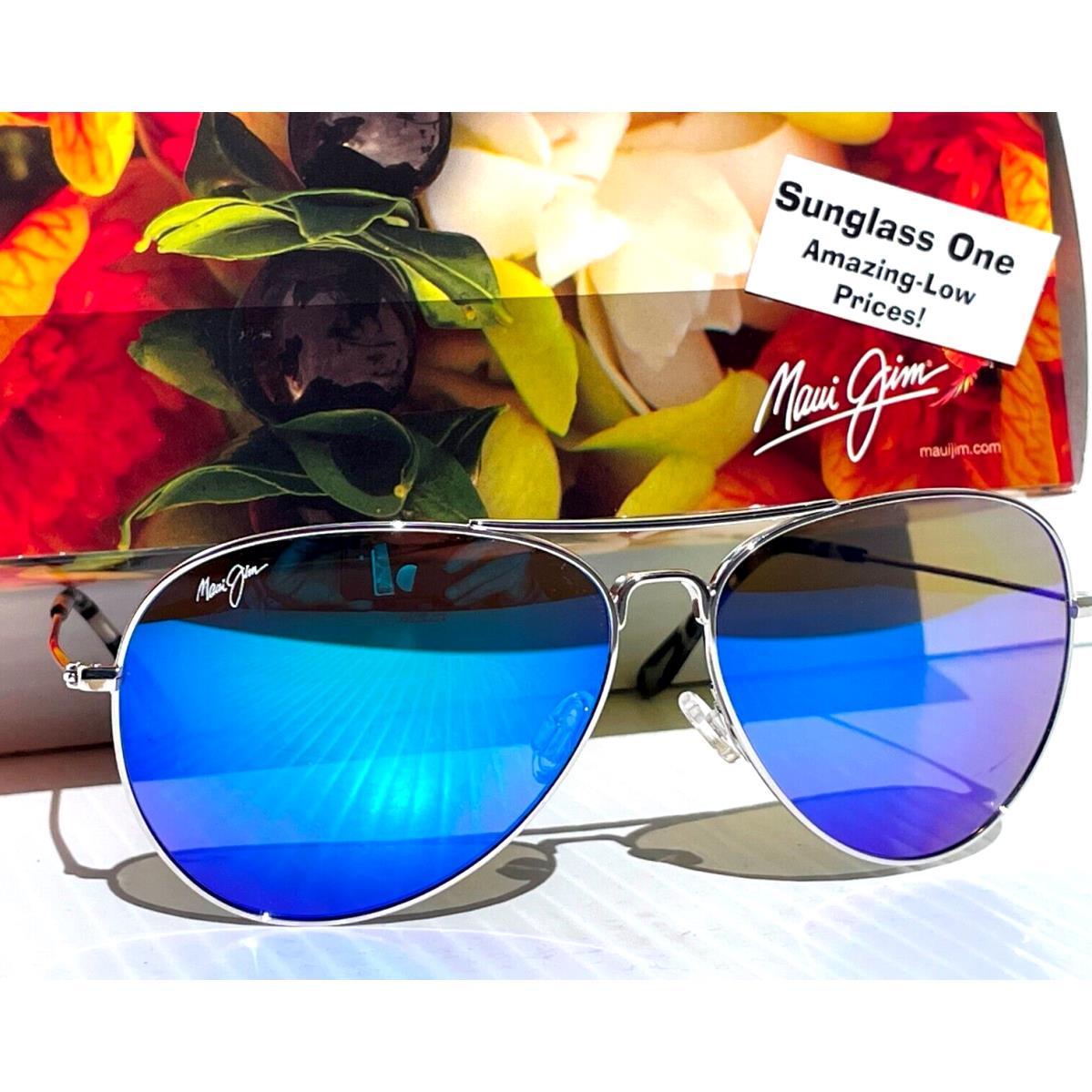 Maui Jim Mavericks Silver Polarized Hawaii Blue Lens Sunglass B264-17