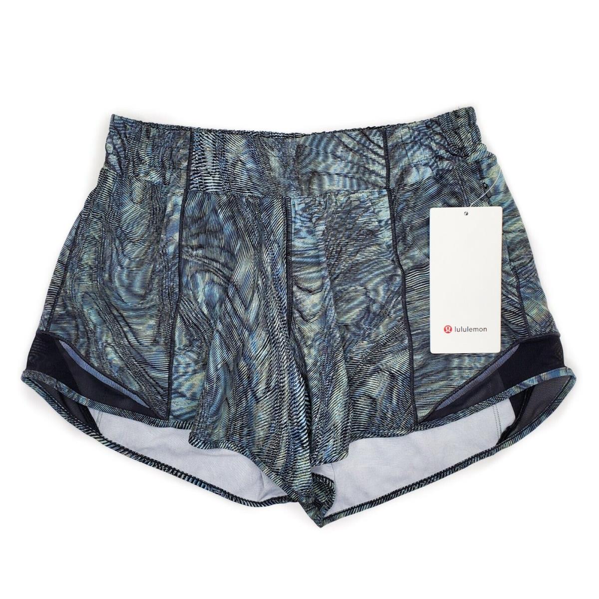 Lululemon Hotty Hot Low Rise Short 4 Dimensional Icing Blue Multi Black