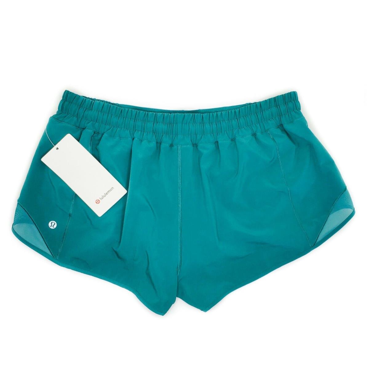 Lululemon Hotty Hot Low Rise Short 2.5 Regular Lined Teal Lagoon Size 14