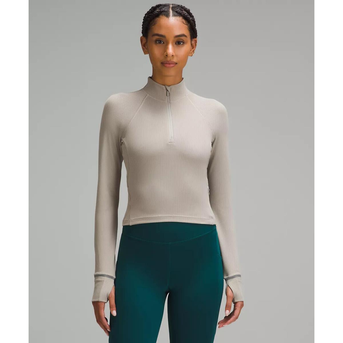 Lululemon It`s Rulu Run Ribbed Cropped Half Zip - Retail Riverstone