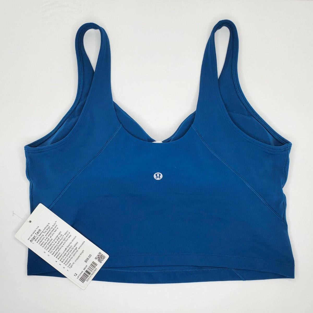 Lululemon Align Tank Top Blue Borealis A/b Cup Tight Fit Cropped Length