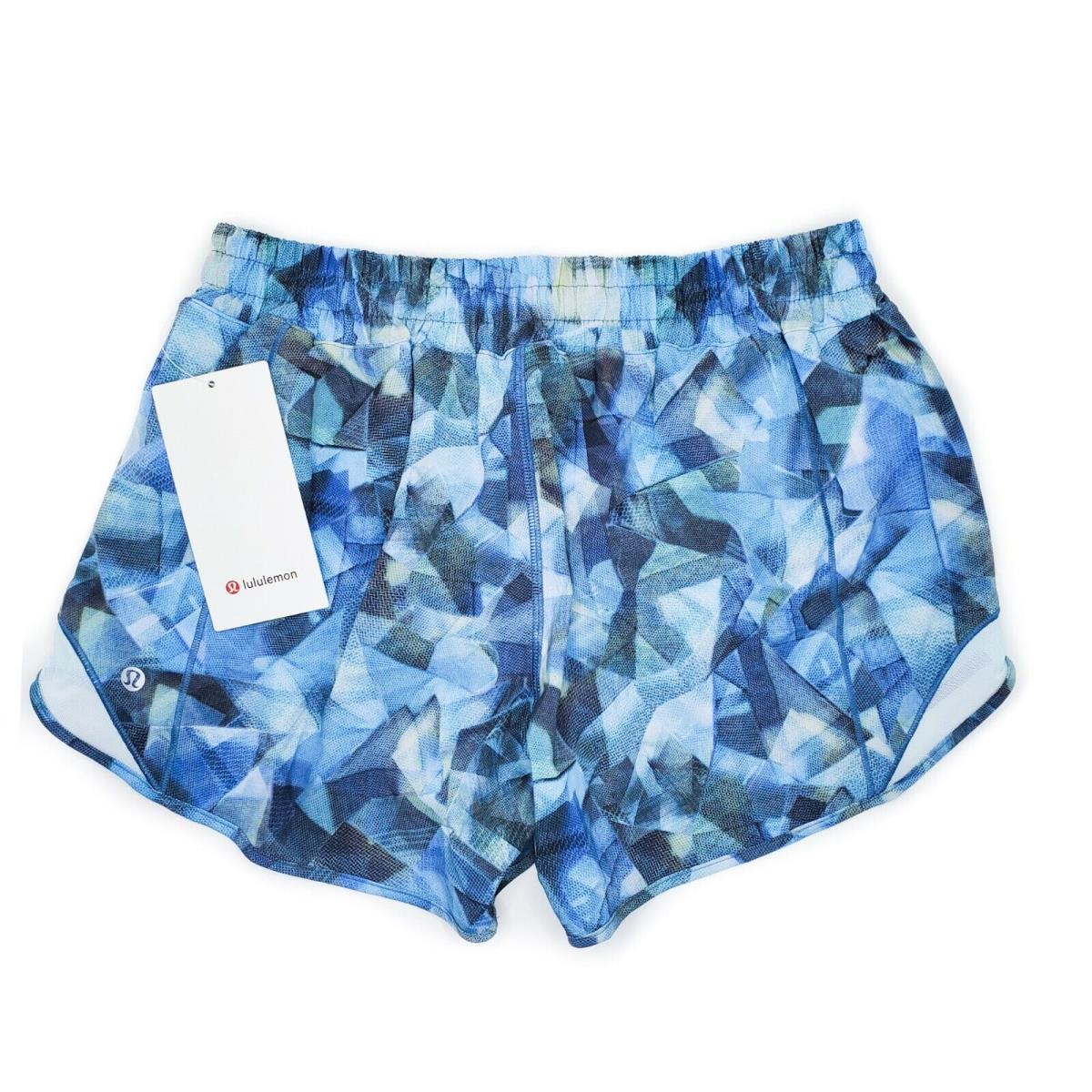 Lululemon Hotty Hot Short Long 4 City Shadow Alpine White Multi / Blue Glow