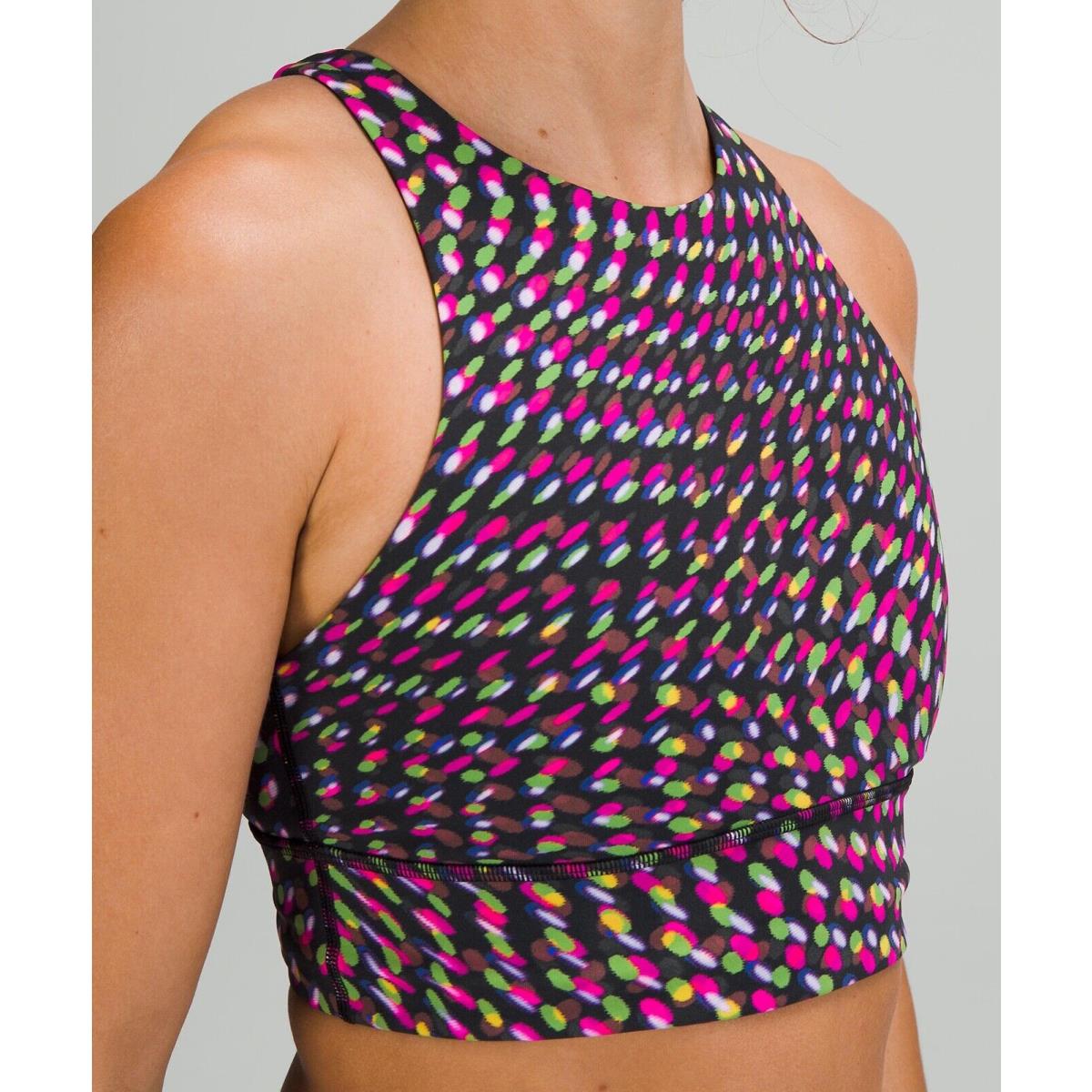 Lululemon Seawheeze Energy Bra High Neck Long Line To The Beat Raspberry Multi