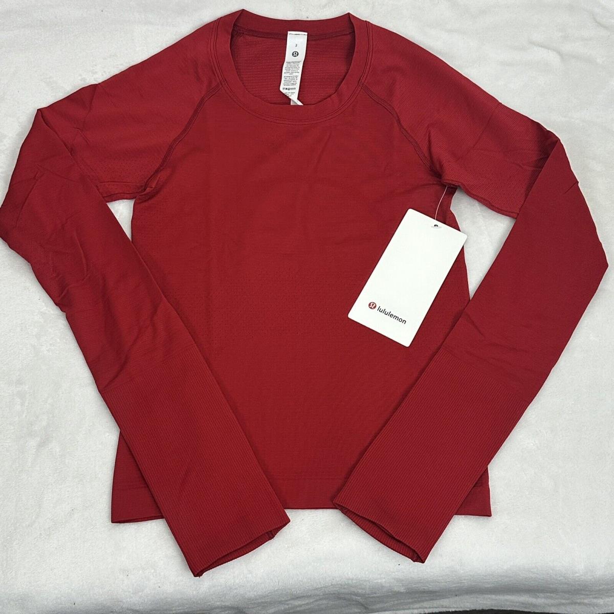 Lululemon Swiftly Tech Long Sleeve Top 2.0 Race Length Dark Red Size 6