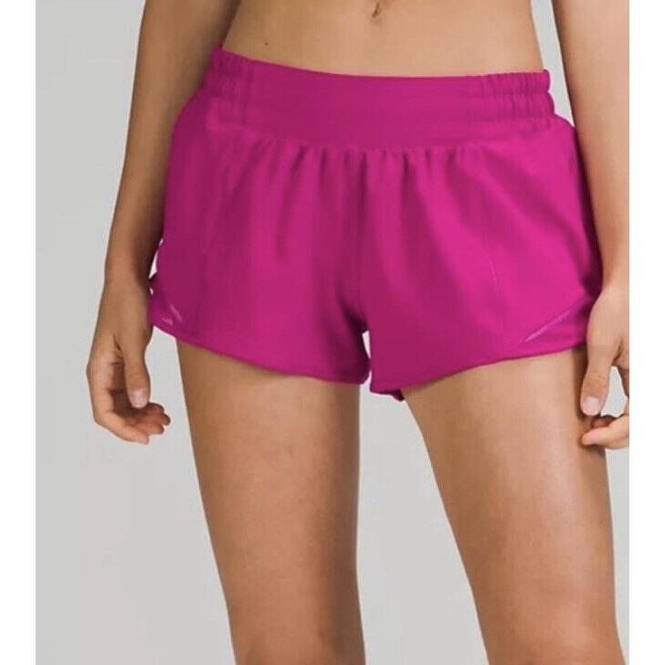 Lululemon Hotty Hot LR Short 2.5 Lined Ripened Raspberry Size 12 LW7AUSR