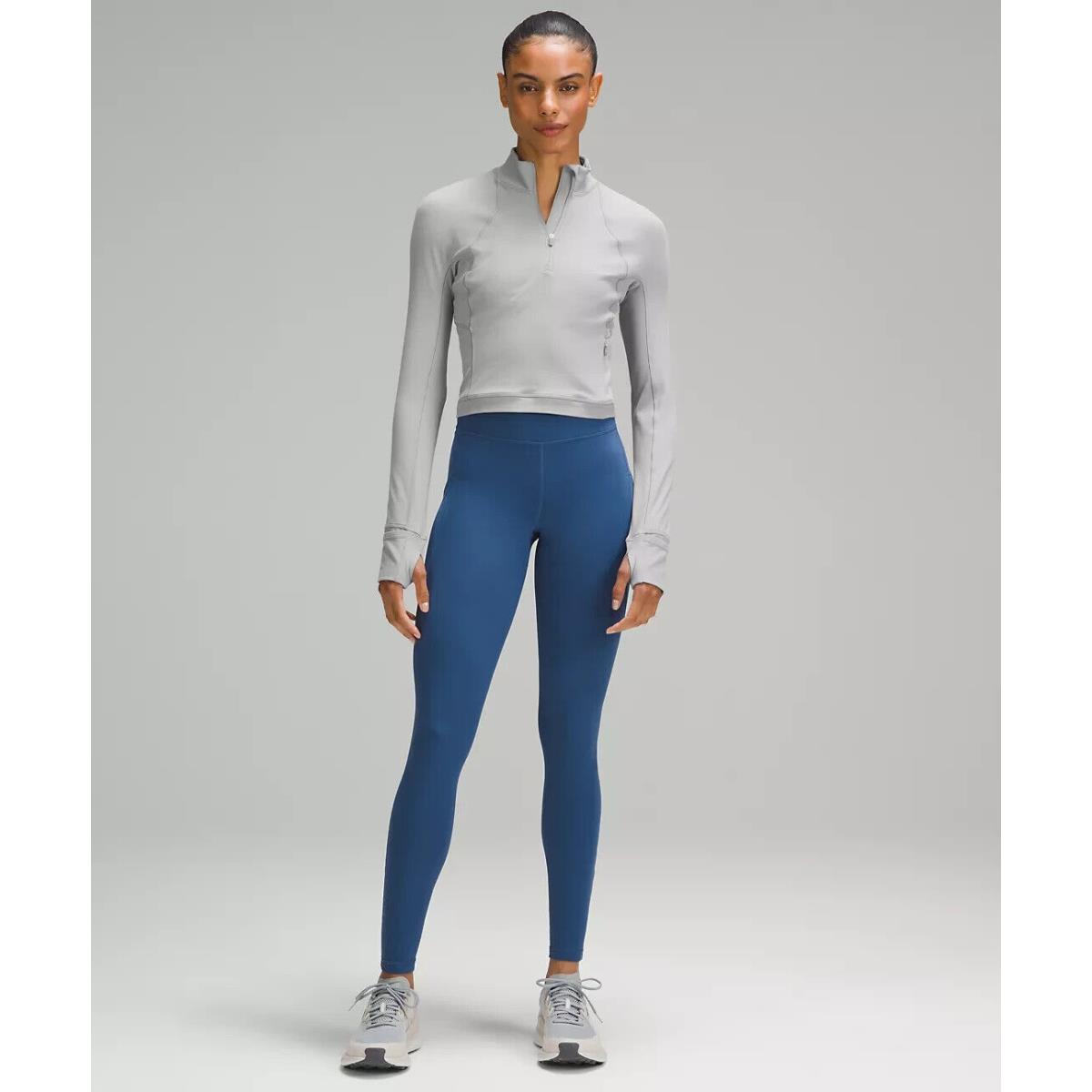 Lululemon It`s Rulu Run Cropped Half Zip Rhino Grey Size 10