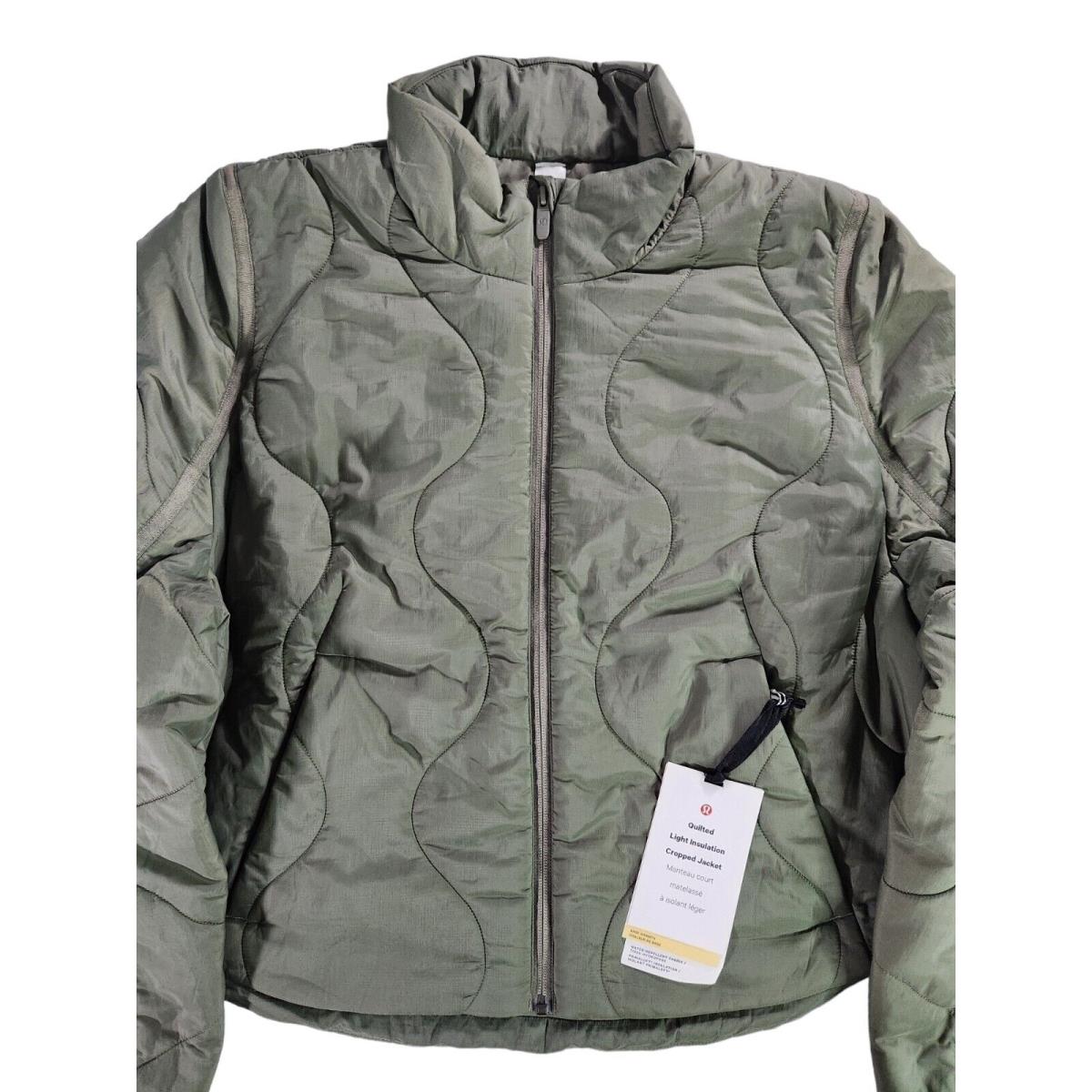 Lululemon Quilted Light Insulation Medium Olive Green Cropped Jacket Women`s 12